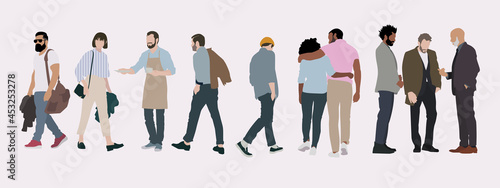 Silhouette of People / Couple / Group of People Standing and Walking; Flat Vectors for Architectural and Urban Rendering.	