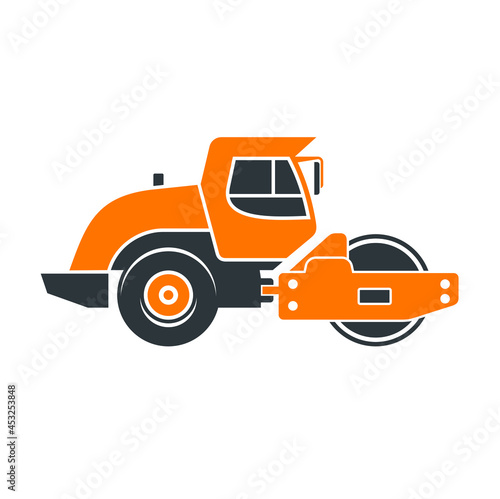 illustration of steamroller, steamroller icon.