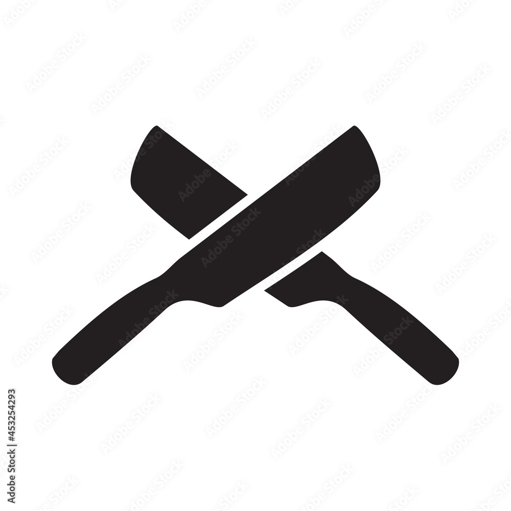 Black crossed kitchen knife logo design Black crossed kitchen knife logo design