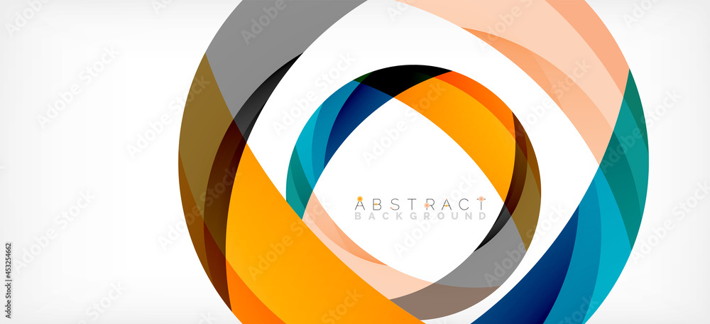 Geometric abstract background. Circle created with overlapping color shapes. Vector Illustration For Wallpaper, Banner, Background, Landing Page Geometric abstract background. Circle created with overlapping color shapes. Vector Illustration For Wallpaper, Banner, Background, Landing Page