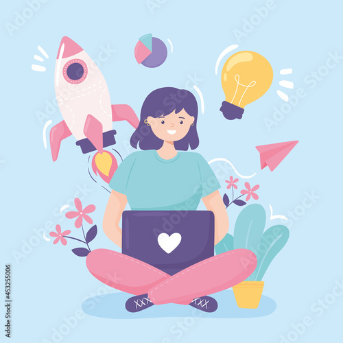 girl using laptop