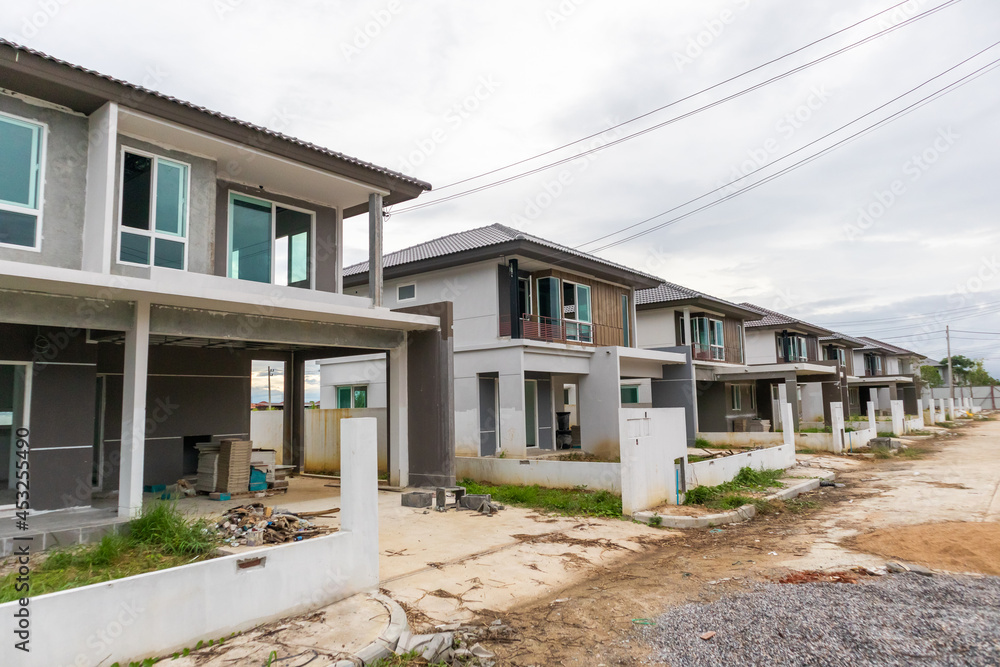 construction residential new house in progress at building site