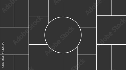 Creative vector Template Collage consisting of 16 frames for a photo of a square and rectangular shape.