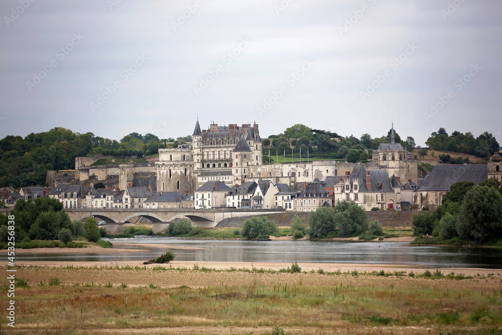 Amboise town on Loire valley on a cloudy day