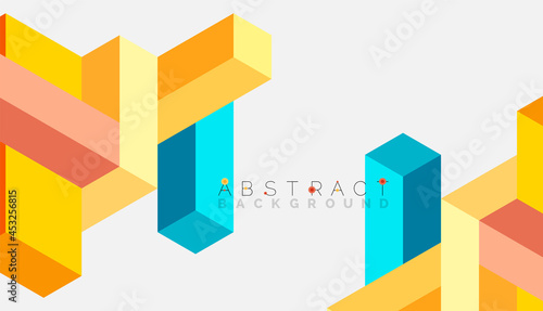 Fototapeta Naklejka Na Ścianę i Meble -  Abstract background. 3d cubes, cubic elements and blocks. Techno or business concept for wallpaper, banner, background, landing page