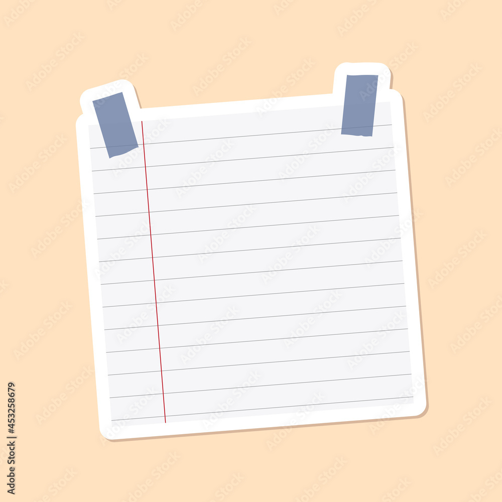 Gray lined notepaper journal sticker vector Gray lined notepaper journal sticker vector