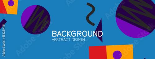 Abstract background. Blocks, lines, triangles, circles composition. Techno or business concept for wallpaper, banner, background, landing page