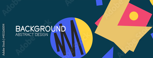 Abstract background. Blocks, lines, triangles, circles composition. Techno or business concept for wallpaper, banner, background, landing page