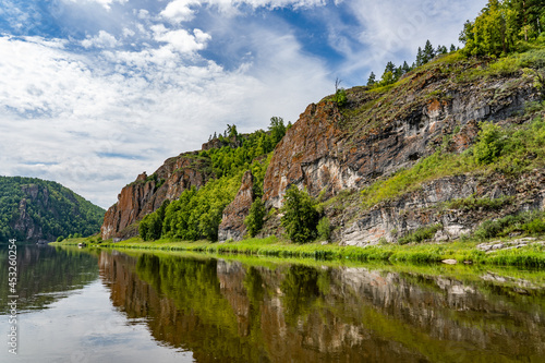 The nature of the South Urals. Beautiful mountains and river. Russia.