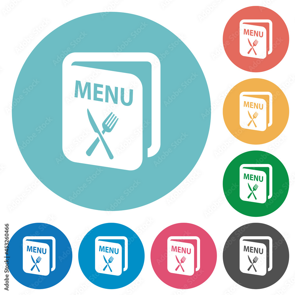 Menu with fork and knife flat round icons Menu with fork and knife flat round icons