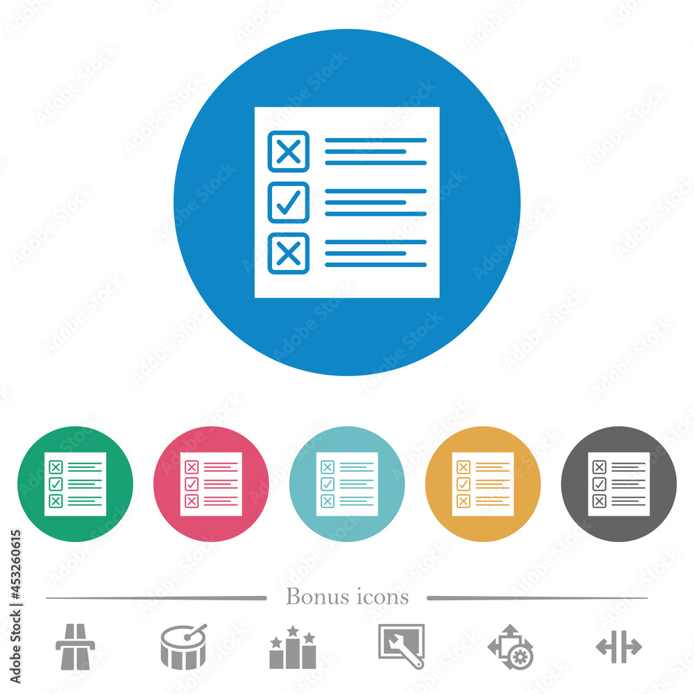 Questionnaire paper solid flat round icons Questionnaire paper solid flat round icons