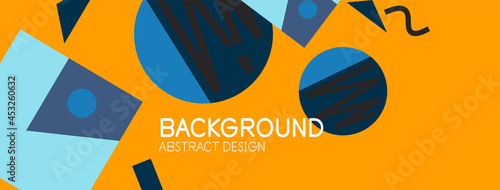 Abstract background. Blocks, lines, triangles, circles composition. Techno or business concept for wallpaper, banner, background, landing page