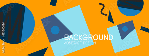 Abstract background. Blocks, lines, triangles, circles composition. Techno or business concept for wallpaper, banner, background, landing page