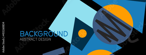 Abstract background. Blocks, lines, triangles, circles composition. Techno or business concept for wallpaper, banner, background, landing page