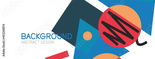 Abstract background. Blocks, lines, triangles, circles composition. Techno or business concept for wallpaper, banner, background, landing page
