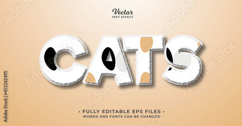 cat fur text effect editable eps cc. words and fonts can be changed