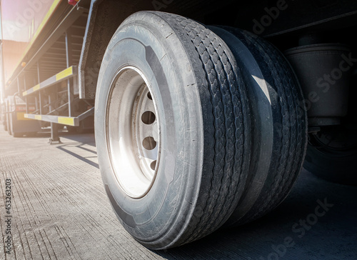 Truck Wheels Tires. Industry Road Freight Truck Transportation. 