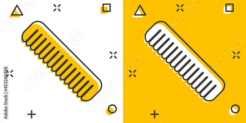 Hair brush icon in comic style. Comb accessory vector cartoon illustration pictogram. Hairbrush business concept splash effect.