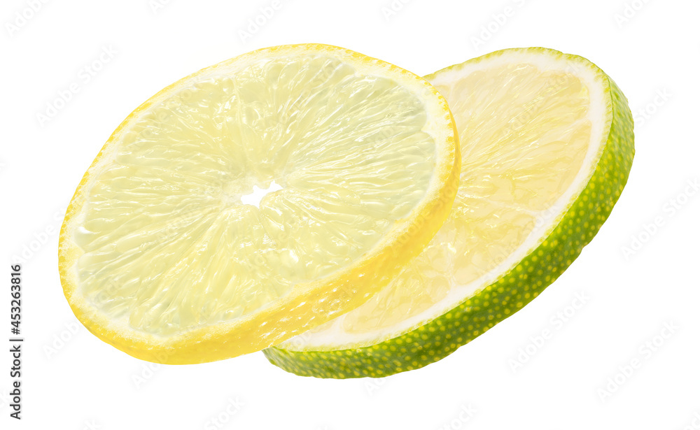 lime and lemon slices isolated on white lime and lemon slices isolated on white