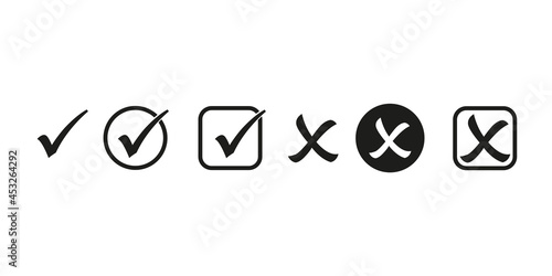 Check mark. Cross. A set of icons made of ticks and crosses. Vector.