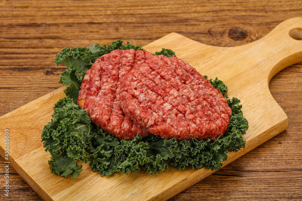 Raw beef burger cutlet for cooking Raw beef burger cutlet for cooking