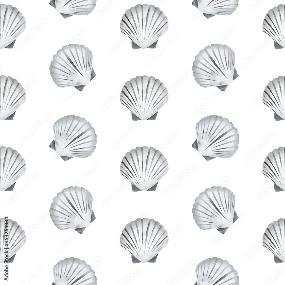 Seamless pattern of seashells. For fabric, sketchbook, wallpaper, wrapping paper. Seamless pattern of seashells. For fabric, sketchbook, wallpaper, wrapping paper.