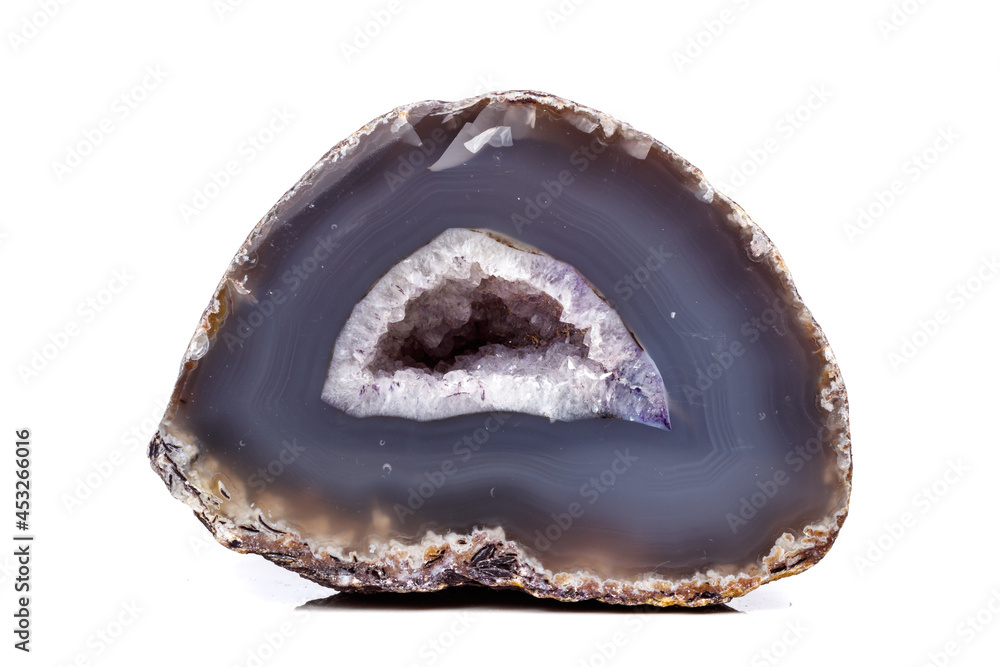 Macro mineral stone Agate breed a white background