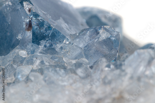 Obraz na plátně Macro mineral stone Celestine in the breed a white background