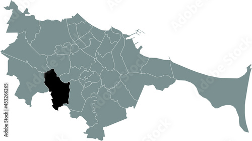 Black location map of the gdański Jasień district inside the Polish regional capital city of Gdansk, Poland