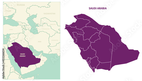 Saudi arabia map. map of Saudi arabia and neighboring countries. photo