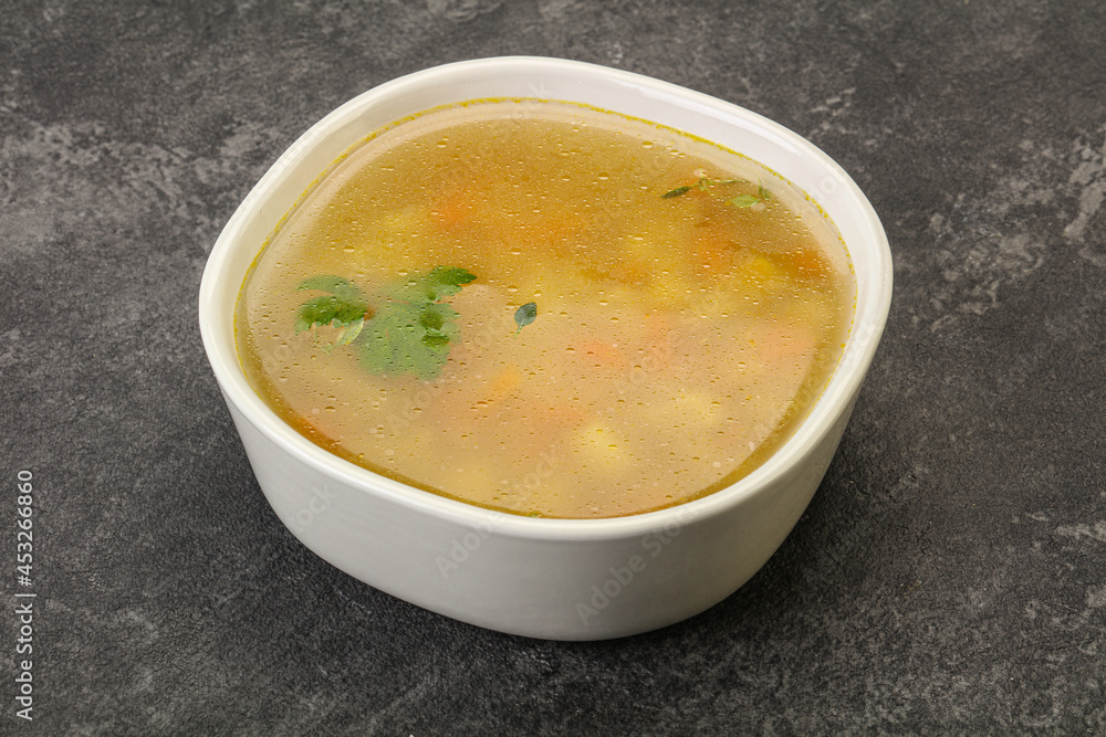 Tasty chicken soup with carrot Tasty chicken soup with carrot
