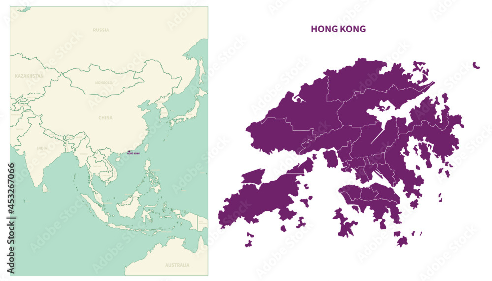 Hongkong map. map of Hongkong and neighboring countries.