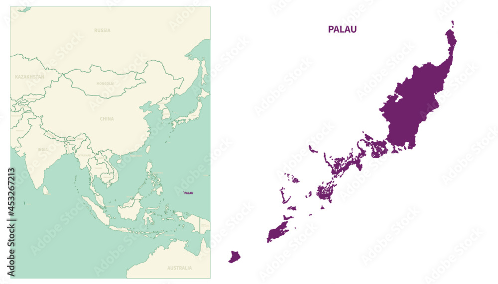 Palau map. map of Palau and neighboring countries. Stock Vector | Adobe ...