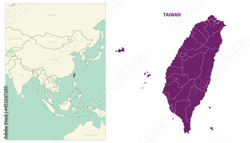 Taiwan map. map of Taiwan and neighboring countries.