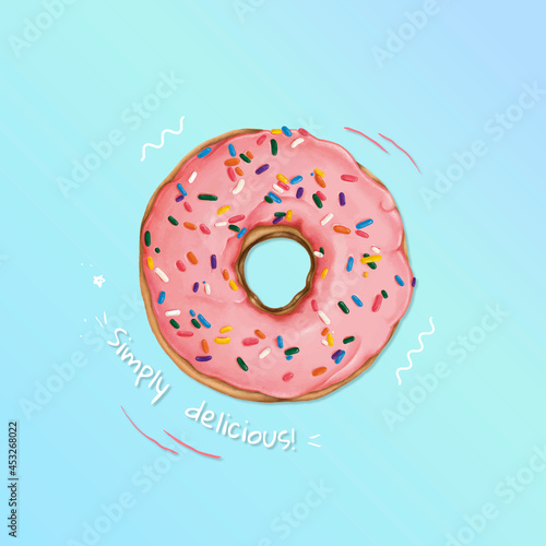 Hand drawn glazed doughnut vector