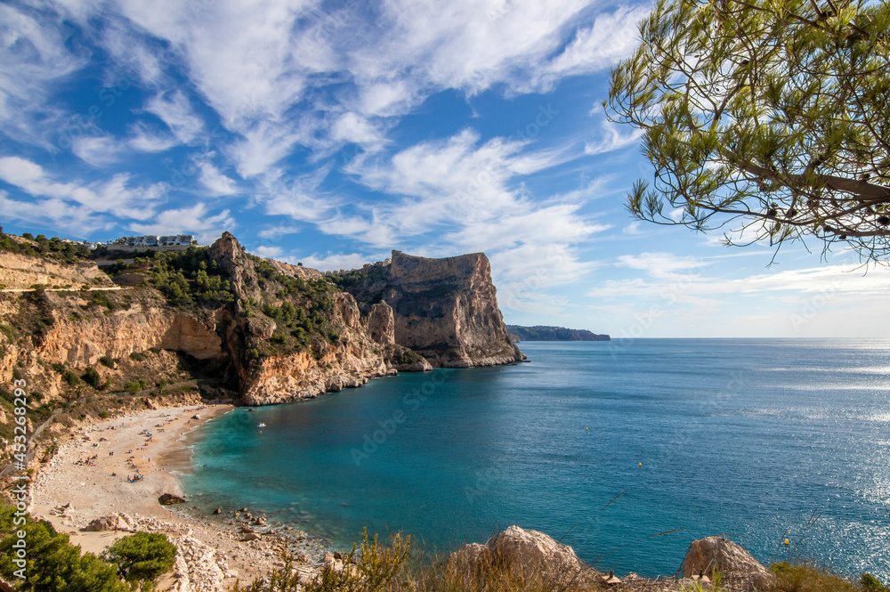 Cala del Moraig beach in Benitachell, mediterranean coast landscape located in the Valencia community, Alicante, Spain.