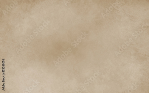 old brown paper texture parchment background design with distressed vintage stains and ink spatter and white faded shabby center, elegant antique beige color