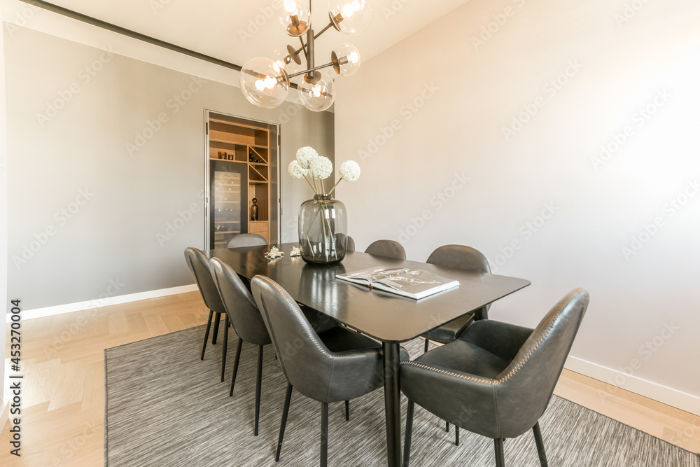 Interior of dining room in modern flat Interior of dining room in modern flat