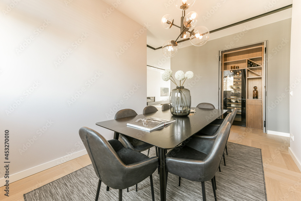 Interior of dining room in modern flat Interior of dining room in modern flat