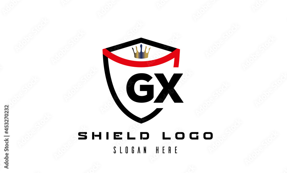 GX king shield latter logo vector