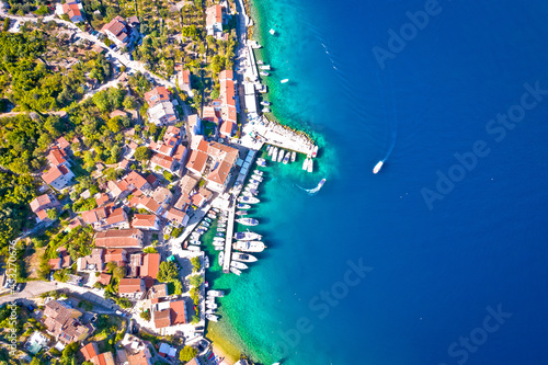 Town of Valun sailing bay on Cres island aeial view