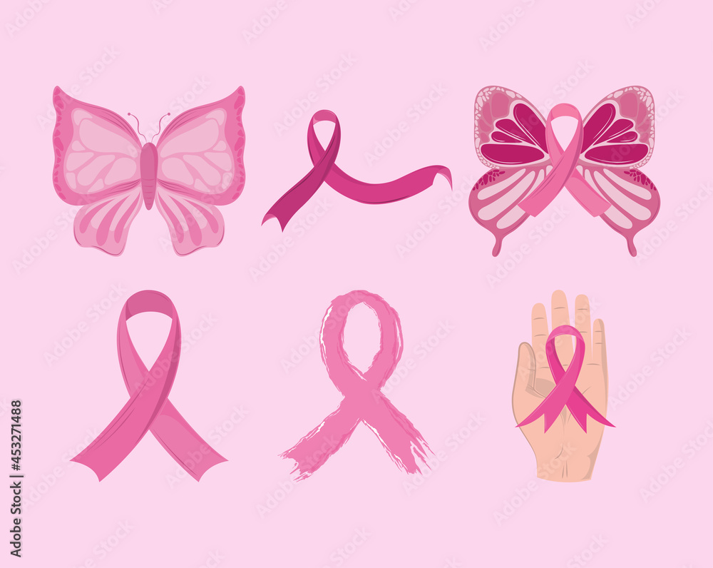 breast cancer icons pack