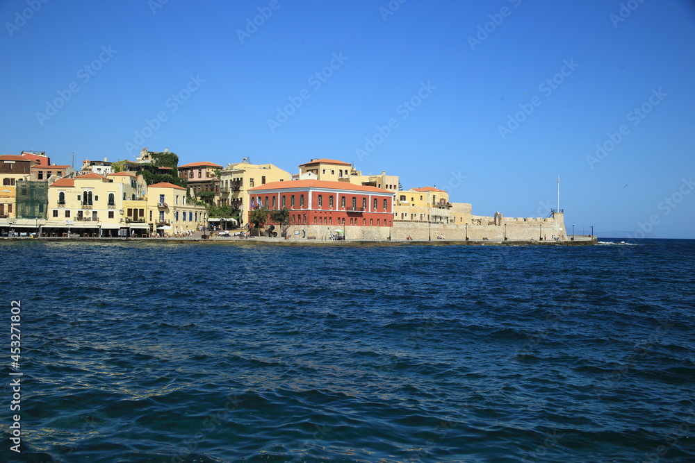Landmarks of Greece - beautiful venetian town Chania in Crete island. High quality photo