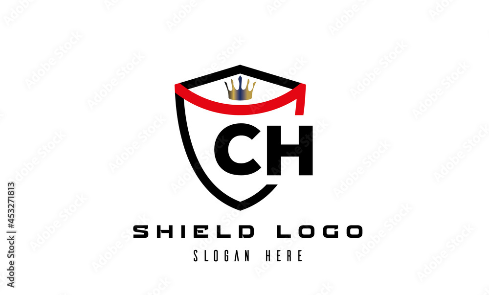 CH king shield latter logo vector