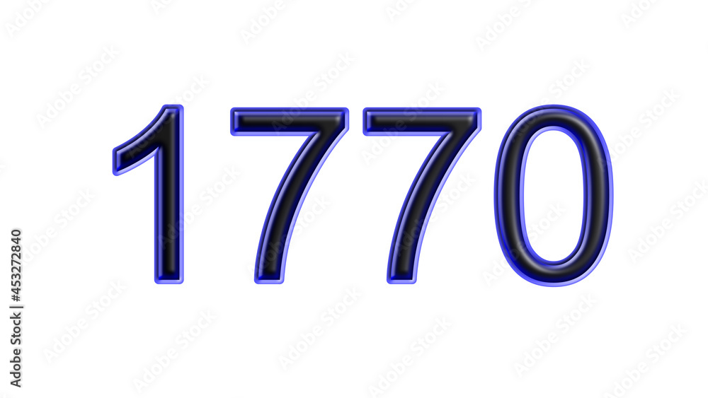 blue 1770 number 3d effect white background
