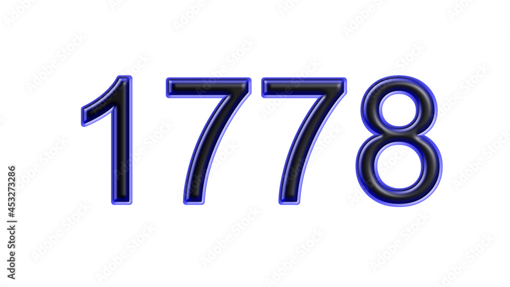 blue 1778 number 3d effect white background blue 1778 number 3d effect white background