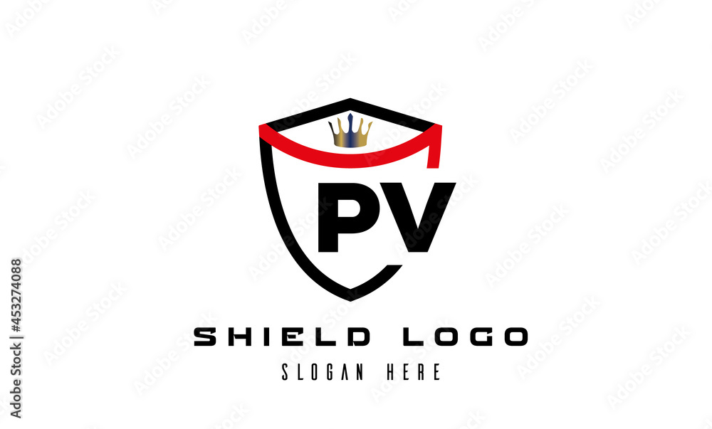 king shield PV latter logo vector