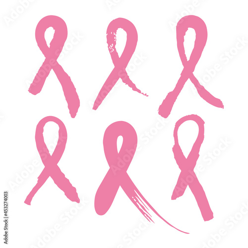 Breast Cancer Awareness, Pink Ribbon on white (ID: 453274003)