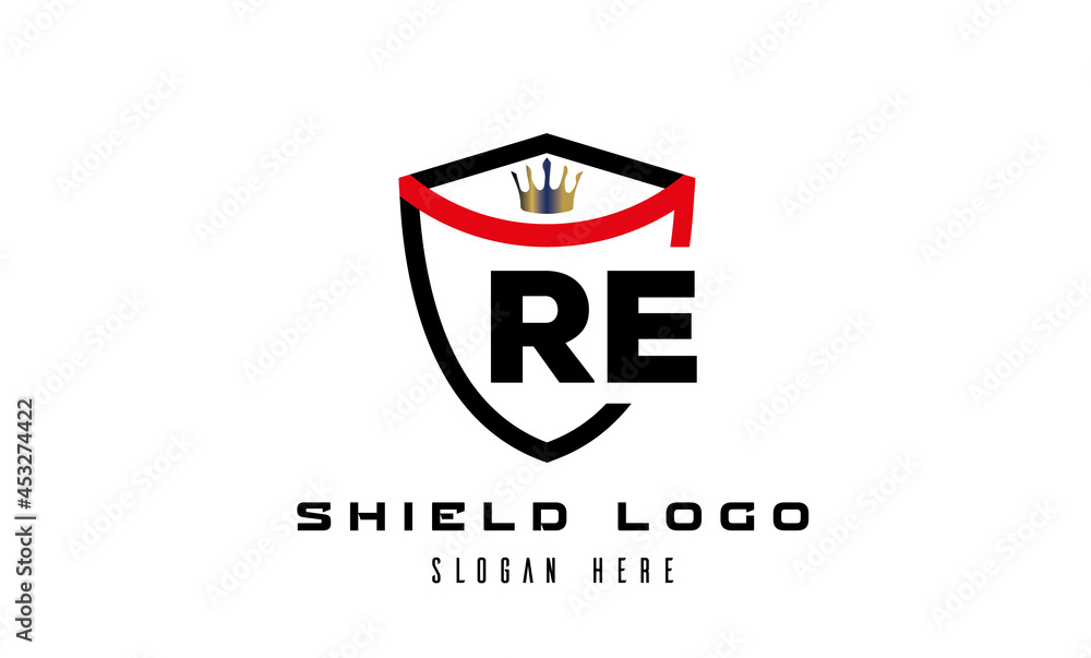 king shield RE latter logo vector