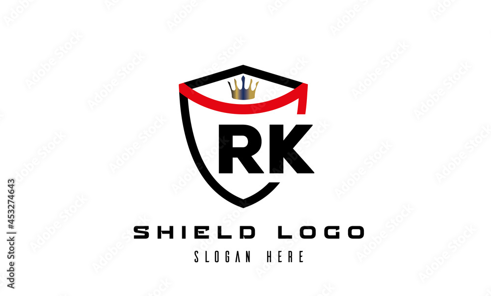 king shield RK latter logo vector